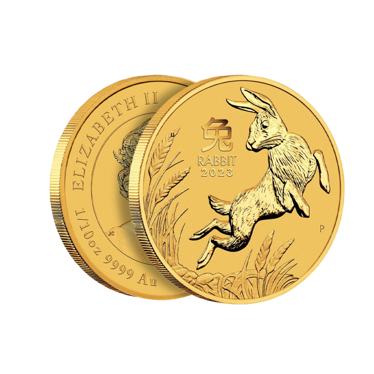 1/10 oz Lunar Gouden Munt 2023 perspectief 2
