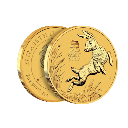 Thumbnail 2 oz Lunar Gouden Munt 2023 perspectief 2