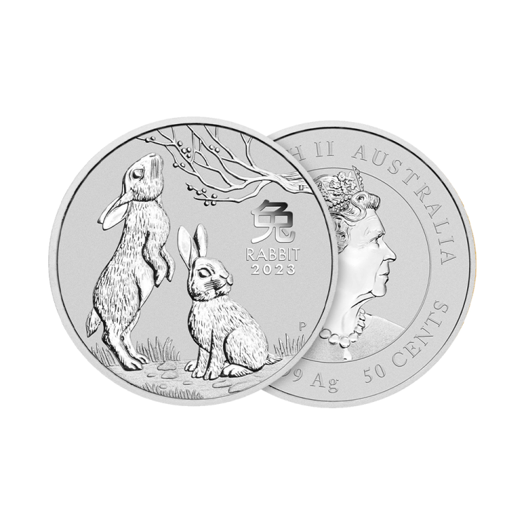 1/2 oz Lunar Zilveren Munt 2023 perspectief 1