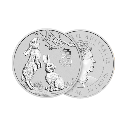 Thumbnail 1/2 oz Lunar Zilveren Munt 2023 perspectief 1