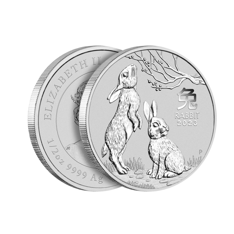 1/2 oz Lunar Zilveren Munt 2023 perspectief 2
