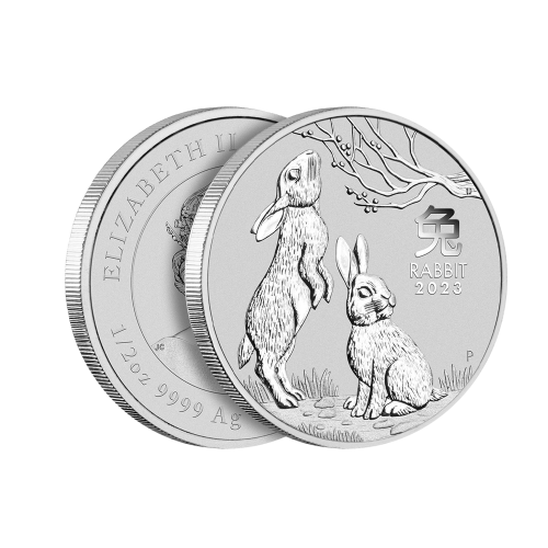 Thumbnail 1/2 oz Lunar Zilveren Munt 2023 perspectief 2