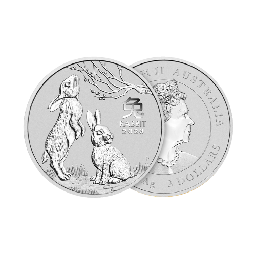 Thumbnail 2 oz Lunar Zilveren Munt 2023 perspectief 1