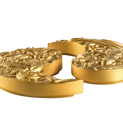 Thumbnail 2-delige set zilveren munten Yin Yang goud verguld perspectief 2