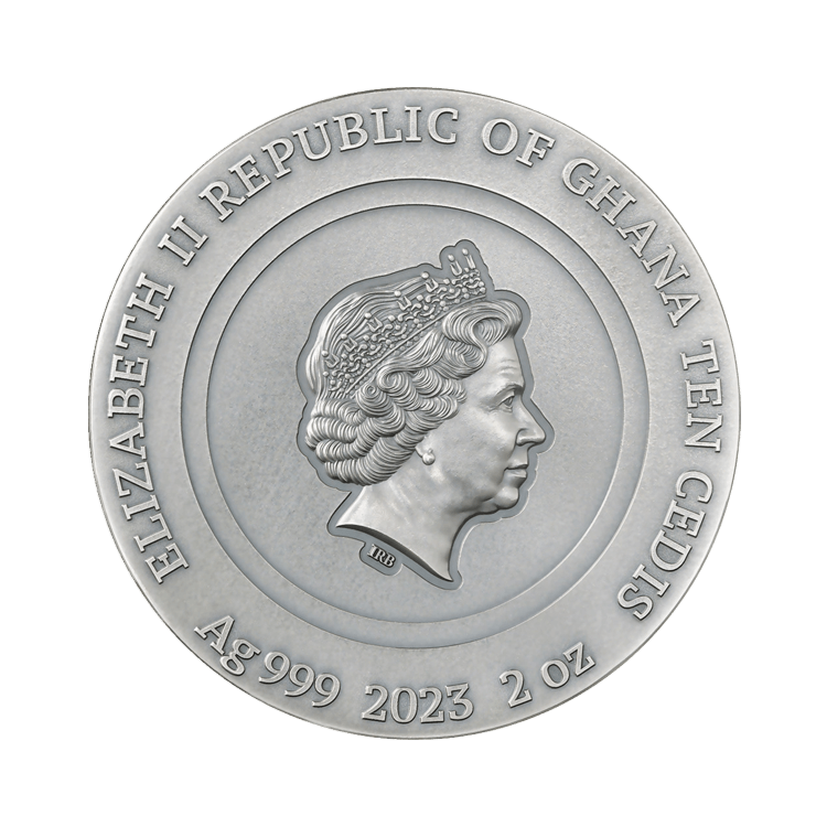 2 troy ounce zilveren munt Hommel antieke afwerking 2023 achterkant