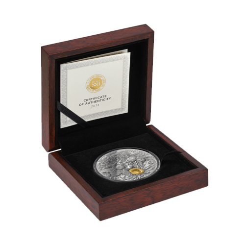 Thumbnail 2 troy ounce zilveren munt Hommel antieke afwerking 2023 perspectief 2