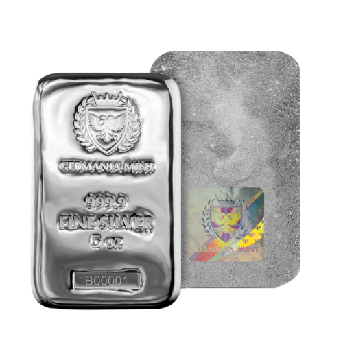 Thumbnail 5 oz Germania Mint Lingote de Plata angle 1