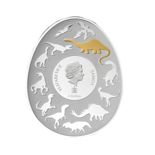 Thumbnail 1 troy ounce zilveren munt Dinosauriërs in Azië – Mamenchisaurus achterkant