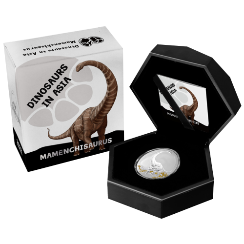 Thumbnail 1 troy ounce zilveren munt Dinosauriërs in Azië – Mamenchisaurus perspectief 2