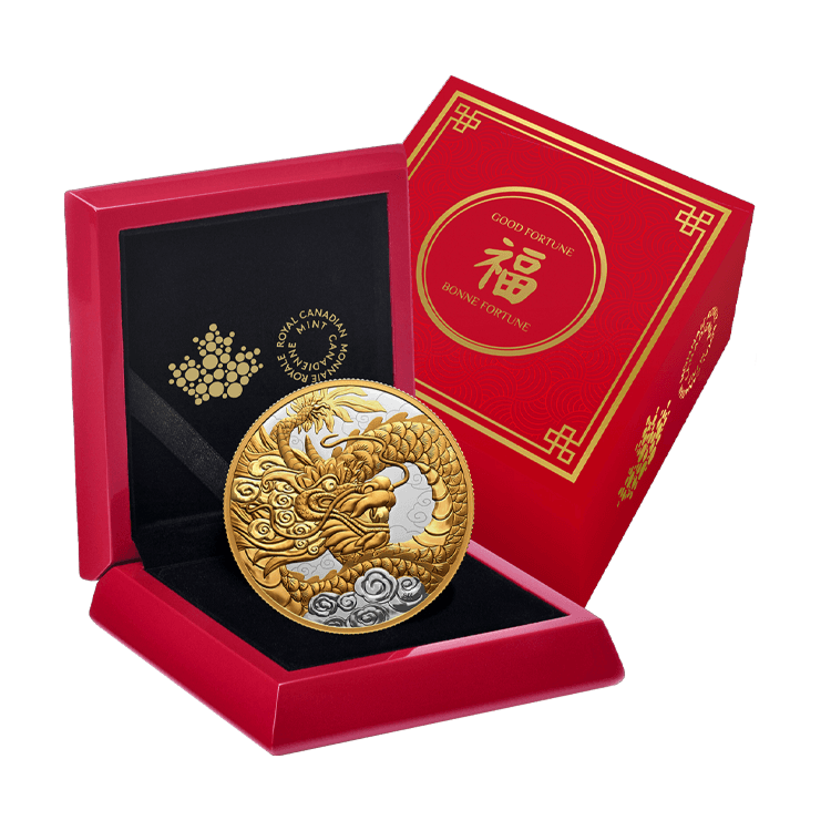 5 troy ounce zilveren munt Hemelse draak 2023 proof perspectief 2