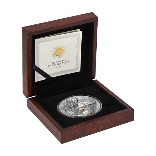 Thumbnail 2 troy ounce zilveren munt Dual Essence serie - Chronos 2023 - antieke afwerking perspectief 2
