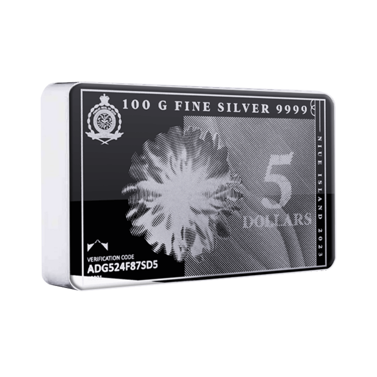 100 gram silver coin bar Silvernote 2022 or 2023 angle 1