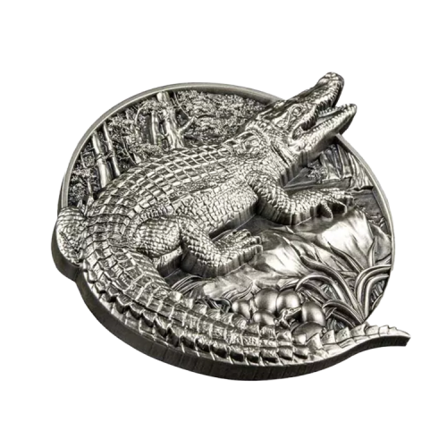 Thumbnail 5 troy ounce zilveren munt Protecting Wildlife – Krokodil 2023 perspectief 1