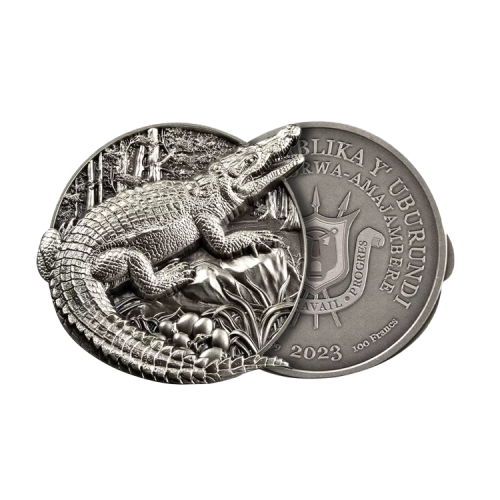 Thumbnail 5 troy ounce zilveren munt Protecting Wildlife – Krokodil 2023 perspectief 2