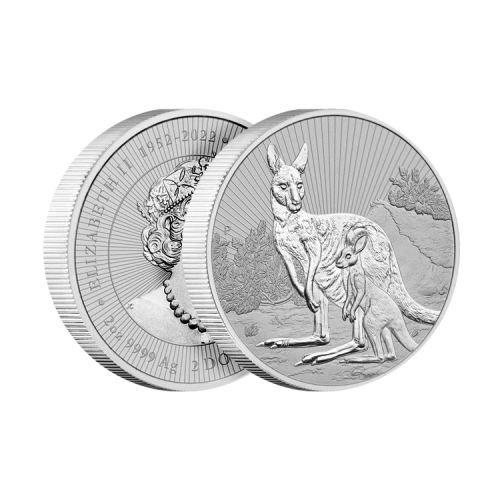 Thumbnail 2 troy ounce zilveren Kangaroo munt 2023 perspectief 1
