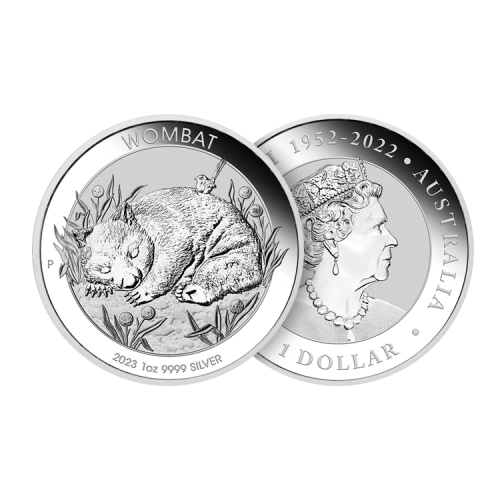 Thumbnail 1 troy ounce zilveren Australian Wombat munt 2023 perspectief 1