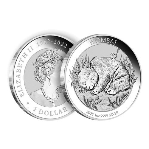 Thumbnail 1 troy ounce zilveren Australian Wombat munt 2023 perspectief 2