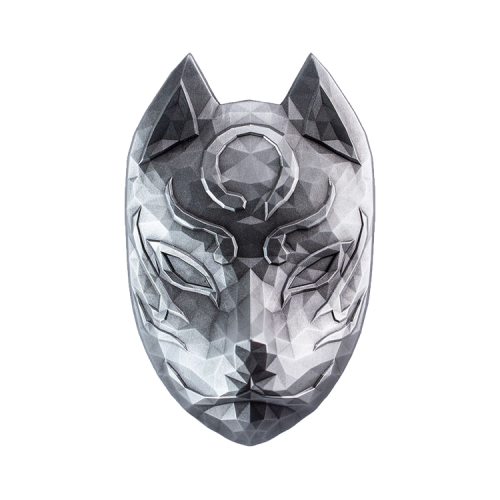 Thumbnail 2 troy ounce zilveren Kitsune masker 2023 munt voorkant