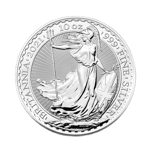 Thumbnail 10 oz Britannia Zilveren Munt 2021 voorkant