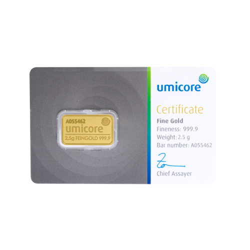 Thumbnail 2,5g Umicore Gold Bar front