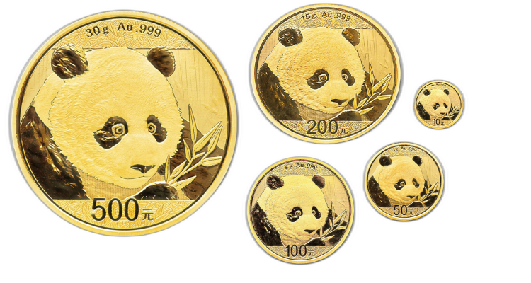 57g Panda Goldmünze 2018 front