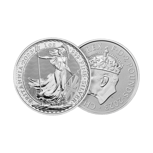 Thumbnail 1 oz Britannia Zilveren Munt 2023 perspectief 1