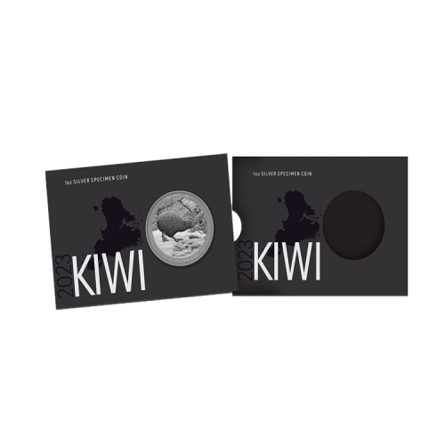 Thumbnail 1 troy ounce zilveren Kiwi munt 2023 specimen perspectief 2