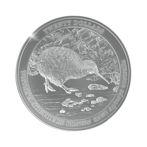 Thumbnail 1 kilo zilveren Kiwi munt 2023 proof voorkant
