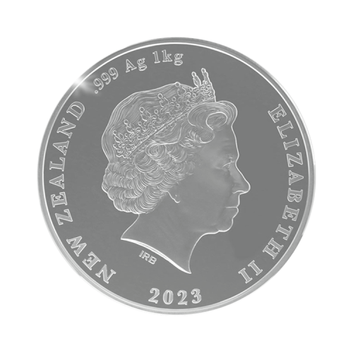 Thumbnail 1 kilo zilveren Kiwi munt 2023 proof achterkant