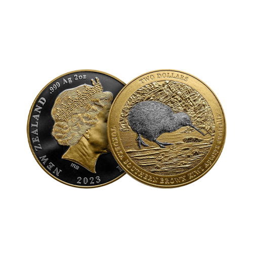 Thumbnail 2 troy ounce zilveren Kiwi munt 2023 proof perspectief 1