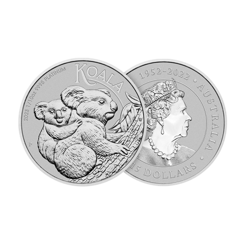 Thumbnail 1/10 troy ounce platina Koala munt 2023 perspectief 1