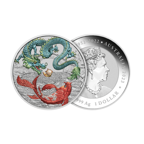 Thumbnail 1 oz Myths and Legends Zilveren Munt 2023 perspectief 1