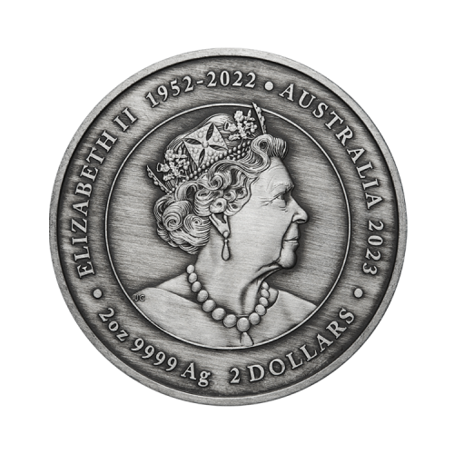 Thumbnail 2 troy ounce silver coin Kangaroo Yongka antique finish 2023 back