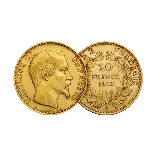 Thumbnail Gouden 20 Franc Napoleon III zonder krans - diverse jaargangen perspectief 1