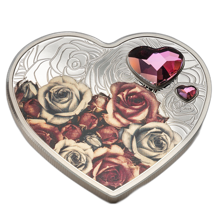 20 gram zilveren munt Brilliant Love - Rozen 2024 perspectief 2