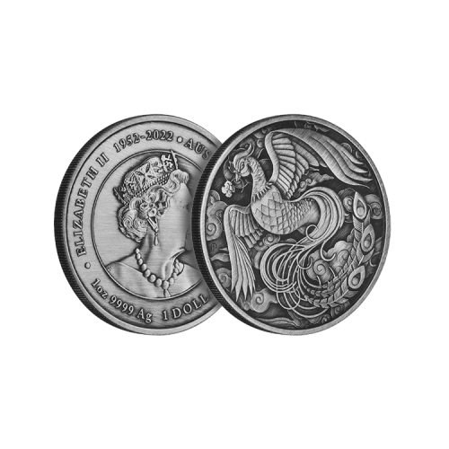 Thumbnail 1 oz Myths and Legends Zilveren Munt 2023 perspectief 2