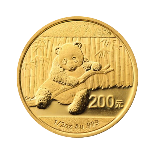 Thumbnail 1/2 oz Panda Gouden Munt voorkant