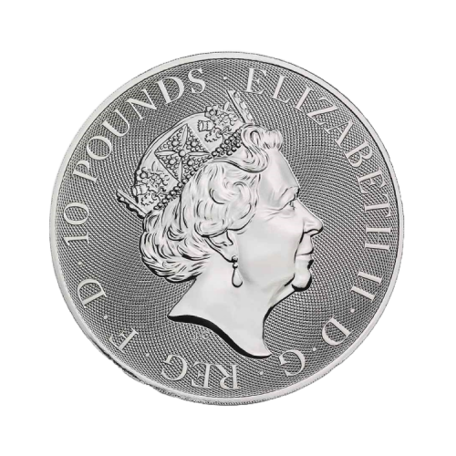 Thumbnail 10 oz Queens Beasts Silver Coin back