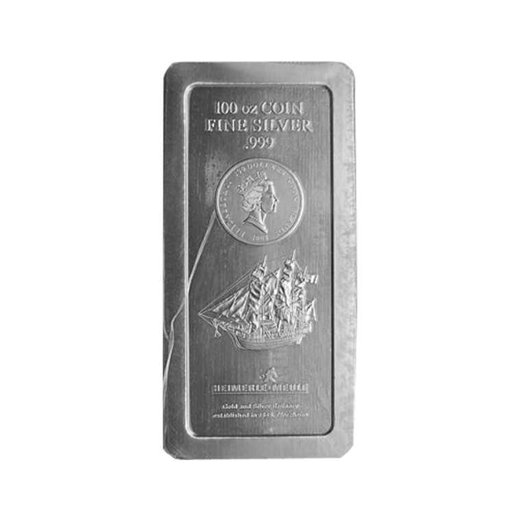 100 oz New Zealand Mint Zilverbaar Divers voorkant