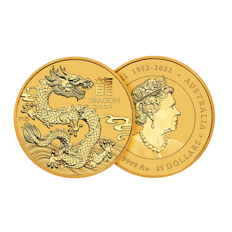 1/4 oz Lunar Gouden Munt 2024 perspectief 1