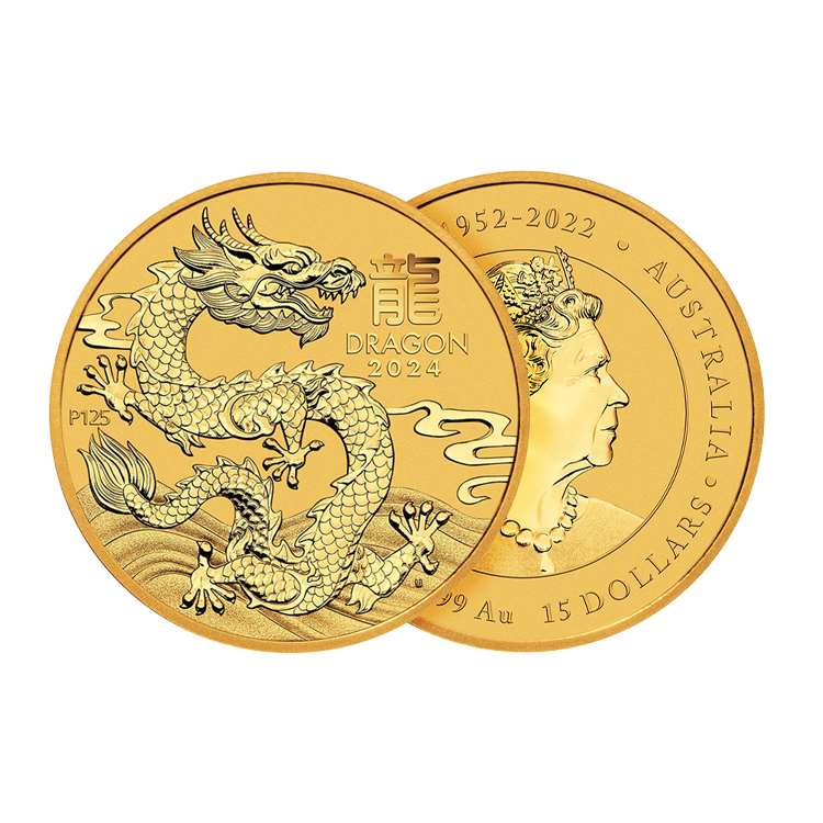 1/10 oz Lunar Gold Coin 2024 angle 1