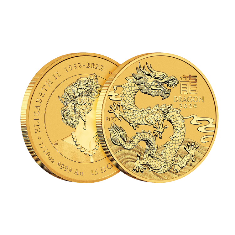 1/10 oz Lunar Gold Coin 2024 angle 2
