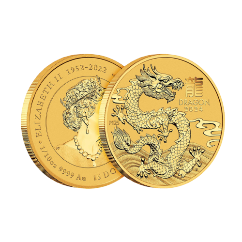 Thumbnail 1/10 oz Lunar Gold Coin 2024 angle 2