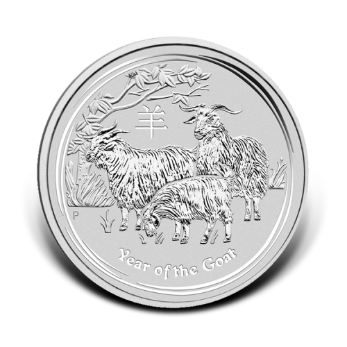 Thumbnail 1 oz Lunar Zilveren Munt 2015 voorkant