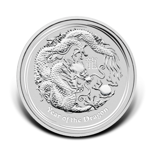 Thumbnail 1 oz Lunar Zilveren Munt 2012 voorkant