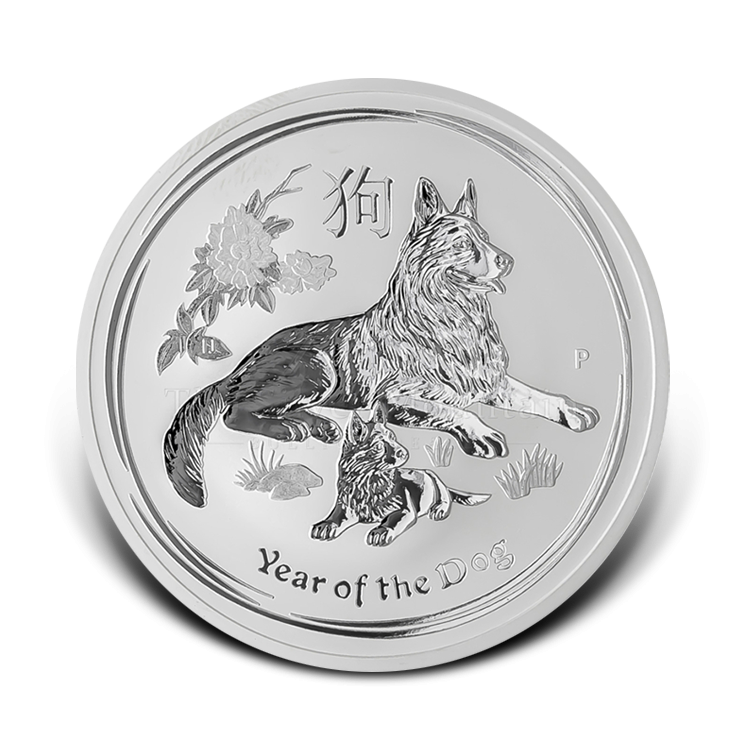 1 oz Lunar Zilveren Munt 2018 voorkant