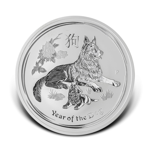 Thumbnail 1 oz Lunar Zilveren Munt 2018 voorkant