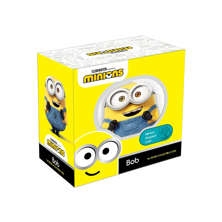 1 troy ounce zilveren munt Minion vorm Bob 2021 Proof perspectief 2