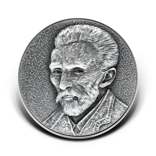 Thumbnail 2 troy ounce zilveren munt zelfportret Vincent van Gogh voorkant