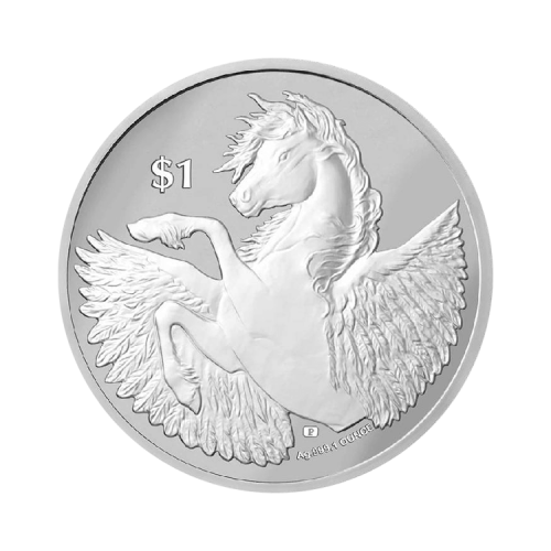 Thumbnail 1 troy ounce zilveren munt Pegasus 2023 voorkant